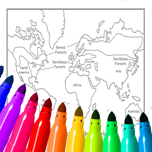 World Map Coloring For Kids